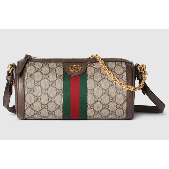 NEW!  GUCCI BARREL GG SUPREME OPHIDIA ZIP CROSSBODY SHOULDER BAG AUTHENTIC - Picture 1 of 14